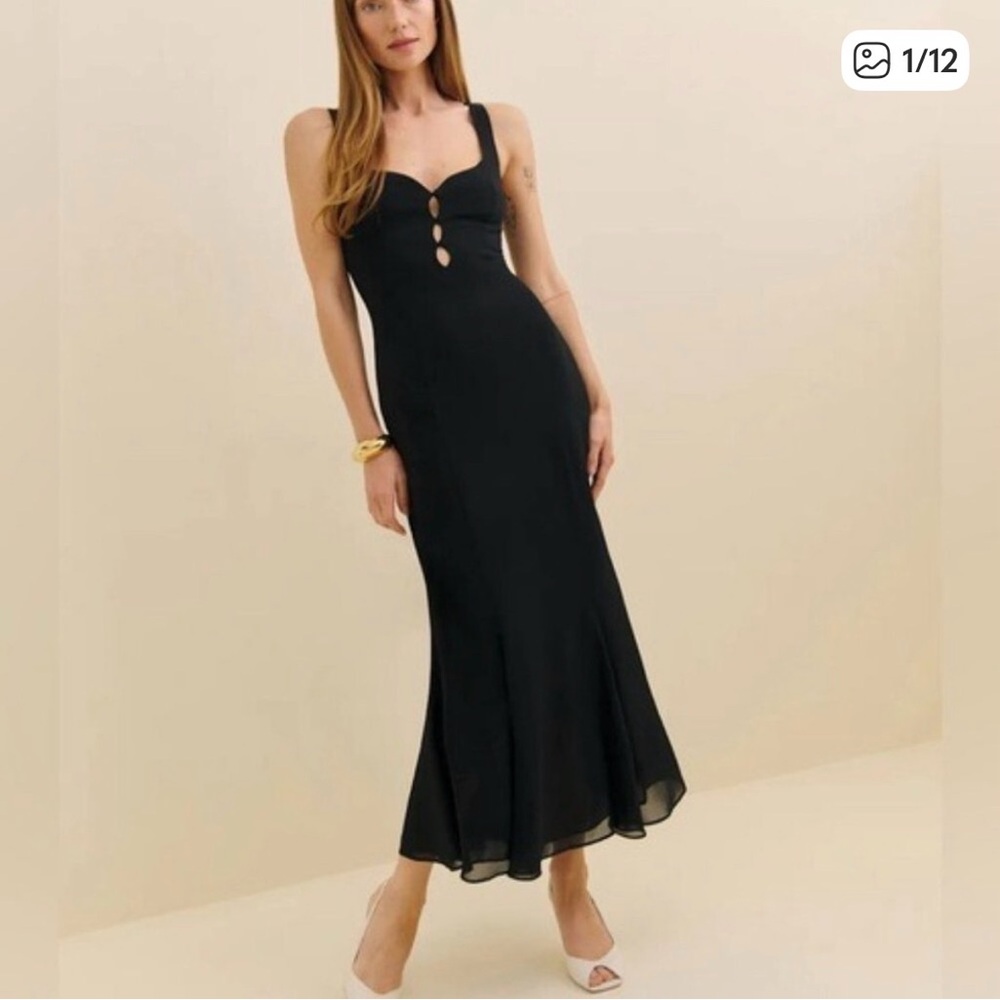 NEW Reformation Laine Elegant Black Sleeveless Midi Dress | size 4